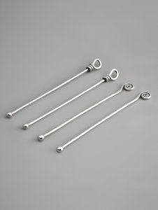 Metal Knot Design Handle Drink Stirrer <b>Silver</b> Juice <b>Tea</b> Drink Cocktail Coffee Stirring Stick For Cake Restaurant Home Party - Product Image 4
