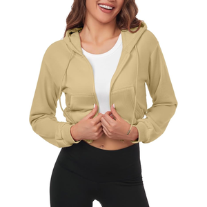 Sudaderas recortadas para mujer Algodón coreano Manga larga Cuello redondo Pullover Crop Tops Oversized Fit - Product Image 2