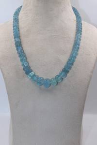 Collier en argent sterling 925 plaqué or avec perles de forme melon lisses en aquamarine bleue naturelle de qualité AAA de 7 à 10 mm - Product Image 5