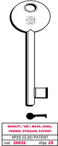 Chiave a Mappa 6p2s (g.Vaz 0) Patent Bonaiti Ottone Lucido - Product Image 1