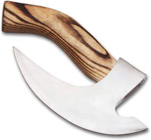 Hacha para Pizza de acero de alto carbono personalizada hecha a mano, cortador de Pizza de estilo Medieval, rebanador, Funda de cuero fino, mango de madera, grado Industrial - Product Image 4