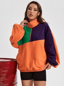 Sudaderas de estilo pulóver para mujer, sudaderas de bloque de color en blanco con estampado personalizado a precio barato para mujer - Product Image 5