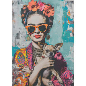 Frida Chihuahua Portrait Stylish Canvas Support Base - Product Image 1