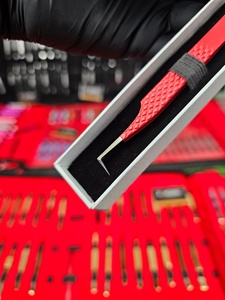 Extensions de cils en gros Pince à épiler à pointe en fibre Acier durable Rouge brillant enduit de poudre par Zonedge - Product Image 6