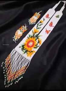 Collar de joyería de moda, collares de cuentas de semillas de vidrio hechos a mano personalizados en diseño geométrico, cuentas de flecos, colores y patrones - Product Image 5