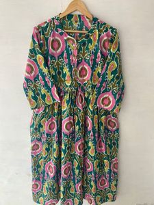 ชุดผ้าฝ้ายทำด้วยมือใหม่ Ikat พิมพ์ลายวงกลมสไตล์ฤดูร้อนลำลองรอบเอวธรรมชาติสำหรับงานปาร์ตี้ - Product Image 6