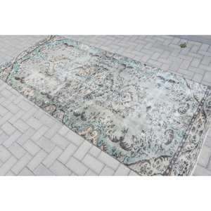 Tapis turc vintage authentique 42X94 pieds bleu beige patchwork design grande surface en laine tissée à plat décorations de salon en latex - Product Image 4