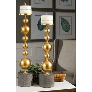 Vente chaude Aluminium Or Enduit Pilier Bougeoir Pour Événement Fête De Mariage Table Éclairage Décor Bougie Piliers - Product Image 1