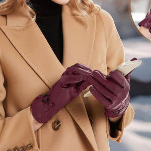 Guantes de Moda de Cuero de Invierno de Primera Calidad para Mujer, Transpirables, con Patrón Sólido, Fáciles de Usar - Product Image 4