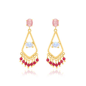 ต่างหูชุบทอง925อเมทิสต์เงินสเตอร์ลิงและกุหลาบคาลซิโดนี - Product Image 2