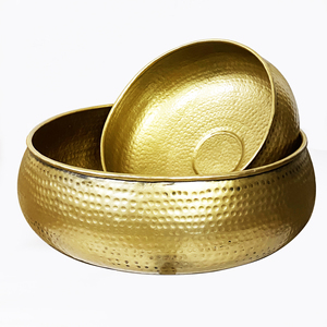 Nuevo jarrón decorativo de alta calidad para flores de Metal grande con acabado martillado y color dorado - Product Image 3