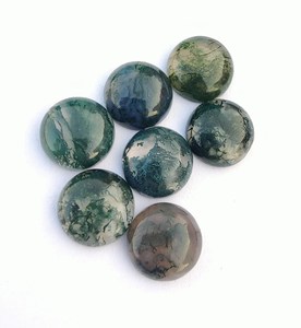 Ágata de musgo natural, cabujón de forma redonda, ágata de musgo, piedras preciosas sueltas para la fabricación de joyas, cabina de piedras preciosas con parte posterior plana calibrada en todos los tamaños - Product Image 4