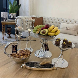 Ensembles de bols à nourriture en acier inoxydable argenté de qualité de luxe gratuits Designer vendant de la vaisselle en forme de feuille bol de service pour les événements de mariage - Product Image 6