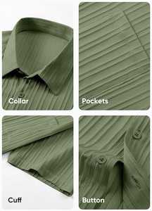 Camisa Casual de Manga Corta con Botones para Hombre, Camisa de Vestir Ligera con Textura para Uso Diario en la Playa - Product Image 4