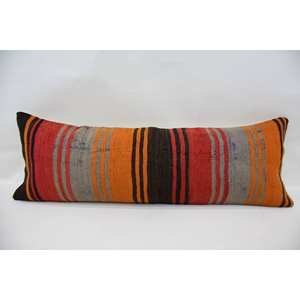 Coussin patchwork en laine multicolore Kilim 12x36 pouces Design tissé avec coussin décoratif de style vintage et luxueux pour la literie - Product Image 1