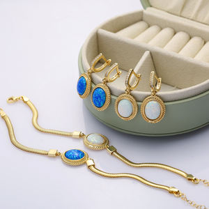 Forme ovale bleu opale charme balancent boucle d'oreille en gros turc fabriqué à la main 925 en argent Sterling bijoux fins pour les femmes - Product Image 6