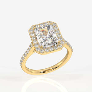 แหวนหมั้นเพชรโมอิสซาไนต์ทรงเรเดียนท์คัทประดับด้วยวงแหวนทอง 14K ดีไซน์หรูหราสำหรับงานแต่งงาน - Product Image 3