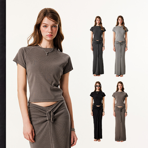 Top informal de verano para mujer, Camiseta ajustada de cuello redondo con logotipo personalizado, camisetas ajustadas ecológicas para niña, gran oferta - Product Image 4