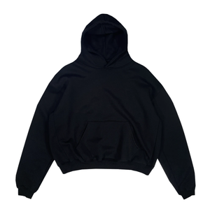 Prêt à expédier noir épais poids lourd 500gsm 450gsm sweats à capuche hommes logo personnalisé 100% coton surdimensionné uni sans chaîne sweats à capuche - Product Image 5