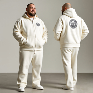 Último chándal de talla grande personalizado para hombre con capucha de cremallera y pantalón acampanado/conjuntos de pantalones y sudaderas con capucha de lana de algodón para hombre - Product Image 4