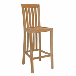 Chaise de bar en bois de teck durable, style scandinave moderne, modèle Balero, avec dossier à lattes, pour usage commercial dans les cafés et restaurants - Product Image 1