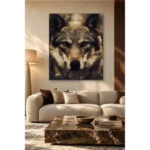 Impression sur toile de visage de loup en gros plan avec un regard intense de Fida - Product Image 2