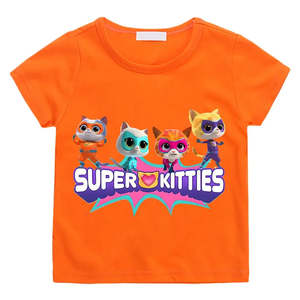 Camiseta de Verano Super Kitties para Niños, Jersey Liso con Diseño de Personajes y Logotipo, Ropa Tejida para Niños - Product Image 6