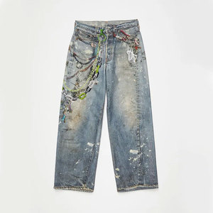 Pantalones vaqueros holgados con logotipo personalizado impreso 2025 para hombre, pantalones nuevos hechos de algodón con estilo suelto, pantalones holgados para hombre con aspecto a la moda - Product Image 1