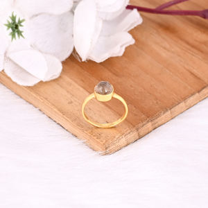 925แหวนทัวร์มาลีนธรรมชาติทำด้วยมือสีเหลืองทองแหวนดีเครื่องประดับอัญมณีสำหรับผู้หญิง - Product Image 4