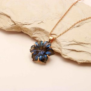 Flashy Labradorite Flower Pendant Handmade Gemstone Necklace For Women Healing Energy Jewelry Birthday Gift - Product Image 2