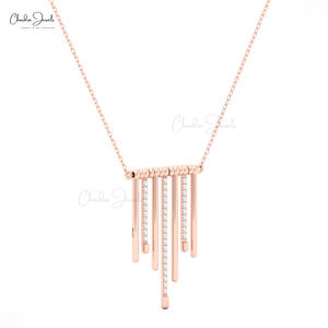 Nouveau Vente Chaude Naturel 0.31 Ct Pave Set Blanc Diamant Collier 14k Or Massif Multi Couches Collier produits en gros En Vrac - Product Image 1