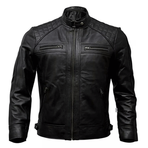 Blouson de course blindé en cuir de vachette véritable respirant à la mode noir unisexe Protections de course CE - Product Image 1