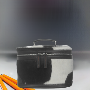 Caja de Joyería Cuadrada Vintage de Cuero Vacuno con Cierre de Cremallera, Estuche de Viaje Elegante para Mujer - Product Image 1