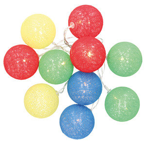 2.85m. LED <b>string</b> lights with multicolored cotton <b>balls</b>, battery operated (GSC 204805017) - Product Image 1
