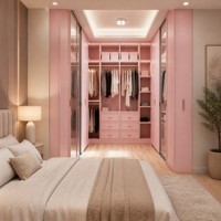 Ensemble de rangement sur mesure, accessoires de placard intelligents au design moderne, armoires encastrées en verre, armoire design moderne pour chambre à coucher