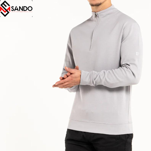 Sudadera con capucha de algodón ligera Unisex OEM 1/4 cremallera liso cuello alto tubo suéter transpirable media cremallera sudadera para hombres de talla grande - Product Image 6
