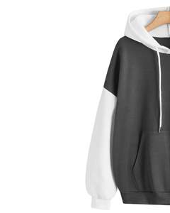<b>Grey</b> Color Block Hoodie Unisex Casual Fleece Pullover With Kangaroo Pocket Stylish Winter Warm Streetwear Hooded <b>Sweatshirt</b> - Product Image 2