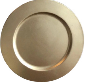 Artesanías Decorativas Chapado en Oro Acabado Hierro Metal Bajo Plato Forma Redonda Platos y Platos para Servir Comida - Product Image 1