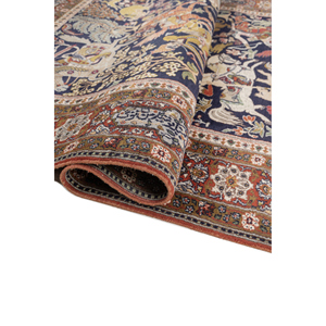 Alfombras de Lana Anudadas a Mano Aalam Blue, Alfombra Grande Rectangular Abstracta con Diseño de Animales y Diamantes para Entrada, Pasillo, Modelo Pae-6453, Hecha a Mano - Product Image 2