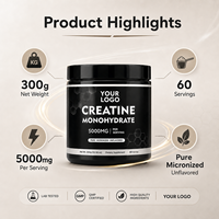 Créatine monohydrate pure en poudre 300g, complément pré-entraînement pour la musculation, la force, la récupération et l'énergie, étiquette privée OEM