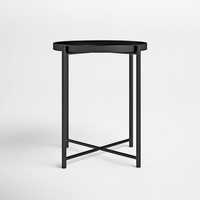 Table basse moderne nordique en fer, petite, portable et stable, avec plateau métallique, pour usage domestique général, jardin, salon ou chambre.