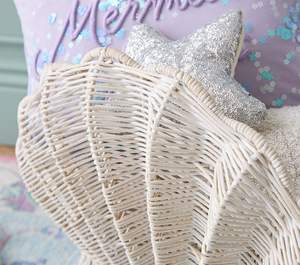 Charmante coquille de rotin blanc panier de rangement fabriqué à la main en osier organisateur pour jouets animaux en peluche pépinière accessoires et décor - Product Image 6