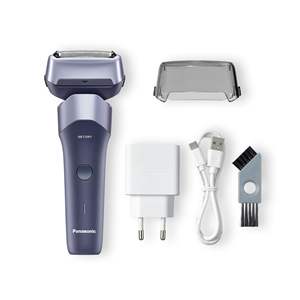 Afeitadora Eléctrica Recargable por USB con 3 Cuchillas, Cabezal Flexible para Uso en Seco/Húmedo, Acero Inoxidable, Resistente al Agua IPX7, Color Morado - Product Image 1