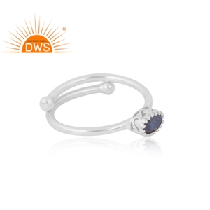 Anillo de piedras preciosas de zafiro azul Natural de Plata de Ley 925, joyería personalizada para mujer, regalo para ella - Product Image 4