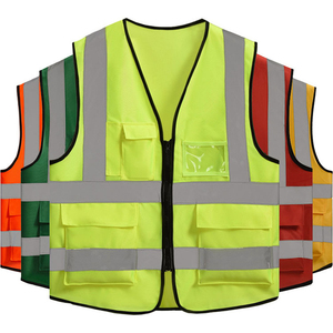 High Visibility Cheap Safety Vest Reflector Jacket Reflective Vest Custom logo with Pockets 120g and <b>One</b> Size Fits <b>All</b> - Product Image 2