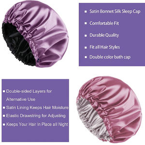 New Style Silky Sleeping <b>Bonnet</b> Caps Plain Night <b>Sleep</b> Hat Women Hair Satin <b>Bonnet</b> Too Quality Best Selling Custom Printing - Product Image 4