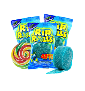 Hot Sale Rip Rolls Blue Raspberry Licorice Candy Roll 1.4 oz <b>Sweet</b> <b>Sour</b> Chewy Snack Bulk Export Quality - Product Image 3