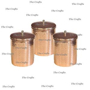 Récipient de stockage martelé en cuivre Pots en étain Ensemble de quatre récipients en étain de taille différente pour ustensiles de cuisine - Product Image 6