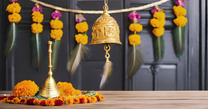 Brass Handbell Decor Hand-bell Handheld Ghanti Indian Decorative <b>Mandir</b> Pooja Items Wedding Diwali Home Office 3 Inch Gold - Product Image 4