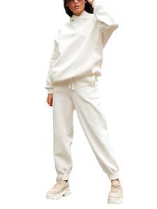 Chándales de lana de algodón con cuello redondo personalizables unisex de 2 piezas, ropa deportiva informal para hombres y mujeres, ropa deportiva de invierno con logotipo - Product Image 6